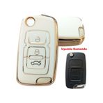 Geely Emgrand Uyumlu Nano Anahtar Kılıfı Kumanda Kılıfı Oto Anahtarlık Beyaz Gold