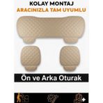 Geely Mk 2006–2012 Uyumlu 3 Parça Kapitone Oturak Araba Koltuk Suni Deri Bej - Kaymaz | Trobus