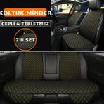 Geely Mk 2006–2012 Uyumlu 7 Parça Kapitone Araba Koltuk Kumaş Kumaş Siyah Sarı - Kaymaz | Trobus - Siyah - Sarı