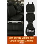 Geely Mk 2006–2012 Uyumlu 7 Parça Kapitone Araba Koltuk Minkumaş Kumaş Siyah - Kaymaz | Trobus