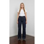 geenz manifacture Hayal Dark Blue Kadın Likralı Yüksek Bel Palazzo Jeans Salaş Kot Pantolon