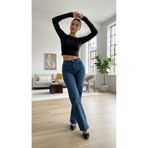 geenz manifacture Orta Mavi Suny Kadın Yüksek Bel Jeans Salaş Kot Pantolon Palazzo