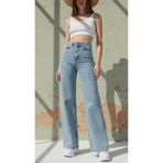 geenz manifacture Suzy Kadın Yüksek Bel Kar Mavi Jeans Salaş Kot Pantolon Palazzo