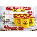 Gees Global Tıbbi Atık Kovası 10 Litre 10 Adet Kapaklı Tıbbi Atık Kutusu Enfekte Atık Kovası Seti - Renkli - Standart