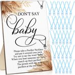 Geetery 51 Adet Don't Say Baby Game Sign Cool Baby Shower Game 50 Baby Shower Emzik Kolye Ahşap Don't Say Baby Sign Plastik Bebek Emziği Parti Cinsiyet Gösterimi için Favor (Mavi)
