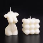 Gegong 2 ADET Kabarcık Mum Beyaz Aromaterapi Mum, Küp Mum ve Dişi Vücut Şekilli Mum, El Yapımı Soya Balmumu Kokulu Mum Yatak Odası Banyo Düğün için Dekoratif Mum