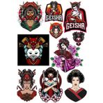 Geisha Sticker Set-2 10 Parça Telefon, Tablet, Defter, Laptop Sticker