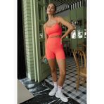 Gela Yüksek Bel Biker Şort (12cm) Neon Mercan