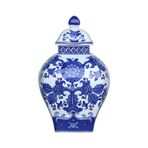 Geleneksel Çin Mavi ve Beyaz Vazo Porselen Vazo Antika Seramik Vazo Yaratıcı Seramik Çiçek Vazoları Çin Tarzı Sanat Eseri-h32cmxw20cm,