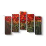 Gelincik Çiçeği Tarlası Tablosu 112 x 72-5 Parçalı