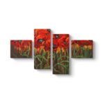 Gelincik Çiçeği Tarlası Tablosu 115 x 63-4 Parçalı