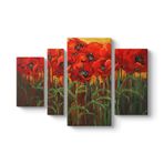 Gelincik Çiçeği Tarlası Tablosu 119 x 80-4 Parçalı