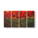 Gelincik Çiçeği Tarlası Tablosu 129 x 70-4 Parçalı
