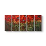 Gelincik Çiçeği Tarlası Tablosu 162 x 70-5 Parçalı