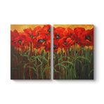 Gelincik Çiçeği Tarlası Tablosu 83 x 55-2 Parçalı