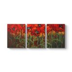 Gelincik Çiçeği Tarlası Tablosu 96 x 40-3 Parçalı