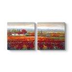 Gelincik Tarlası Manzara Tablosu 123 x 60-2 Parçalı