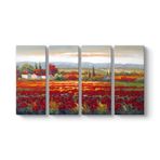 Gelincik Tarlası Manzara Tablosu 129 x 70-4 Parçalı