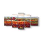 Gelincik Tarlası Manzara Tablosu 182 x 90-5 Parçalı