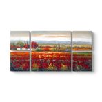 Gelincik Tarlası Manzara Tablosu 206 x 103-5 Parçalı