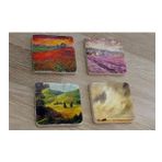 Gelincik Tarlası ve Doğa Manzaraları Doğal Taş Bardak Altlığı 4'lü set - Natural Stone Coasters