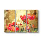Gelincik Yağlıboya Tablosu 111 x 75-3 Parçalı