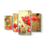 Gelincik Yağlıboya Tablosu 119 x 80-4 Parçalı