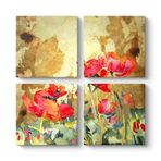 Gelincik Yağlıboya Tablosu 83 x 83-4 Parçalı