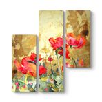 Gelincik Yağlıboya Tablosu 96 x 100-3 Parçalı
