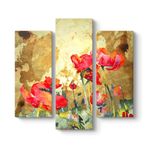Gelincik Yağlıboya Tablosu 96 x 90-3 Parçalı