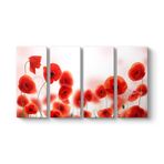 Gelincikler Tablosu 129 x 70-4 Parçalı