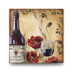 Gelincikler ve Kırmızı Şarap Tablosu - 50x50cm