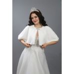 Gelinlik Kürkü-Gelin Ceket-Gelinlik Bolero-Gelinlik Etol-Nikah Kürk-Gelinlik Aksesuarları-Abiye Şal - Beyaz - Standart