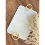 Gemboss Doğal Mermer Gold Kulplu Tepsi 30X20 cm - 1 Adet