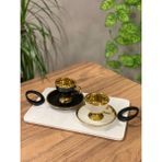 Gemboss Doğal Mermer Tepsi Siyah Kulplu 30X20 cm - 1 Adet