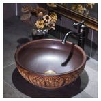 Gemi Lavabosu Otel Sanat Lavabosu Açık Hava Bistrosu için - Üst Lavabo Seramik Sanatsal Banyo Lavabosu 15 İnç Antika Porselen Lavabo Kasesi Ev Otel Lavabosu için,
