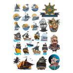 Gemi Sticker Set 24 Parça Telefon, Tablet, Defter, Laptop Sticker