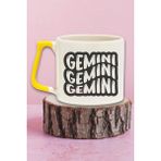 Gemini Retro Outline Baskılı Ikizler Burcu Astroloji Doğum Günü Hediye Sarı Kulplu Kupa Bardak