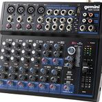 Gemini Sound GEM-12USB – Kompakt 12 kanallı analog mikser, 4 mikrofon kanallı, 3 bant EQ, USB bellekten ve Bluetooth akışından USB oynatma