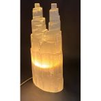 gemsartdeco SELENİT DOĞALTAŞ TWİN TOWER LAMBA 30 CM