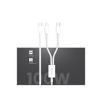 Genax iPhone 14 Pro Max / 15 Pro Max / 16 Pro Max ile Uyumlu 2 in 1 100W Hızlı Şarj Kablosu Beyaz, 115GNXY213