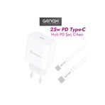 GENAX iPhone 15 Pro, Pro Max, 16 Max Uyumlu 25W PD Type-C Hızlı Şarj Aleti, Beyaz 011GNX122