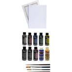 GENC DIJITAL BASKI Tuval 35 x 50 cm + Akrilik Boya Seti 10'lu + Fırça