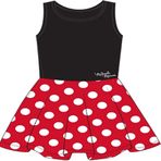 Genç Disney Minnie Mouse Puantiyeli Kolsuz Elbise, Kırmızı, siyah, beyaz, M