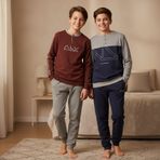 Genç Erkek Pamuklu 2 Adet 2'li Pijama Takımı AL008 V2, AL003 V1 BB2465