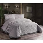 Genç Ev Home Güpürlü Mikrofiber Yatak Örtüsü Seti Gri * Yatak Örtüsü 250 x 260 cm