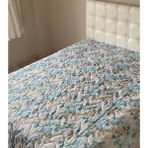 Genç Ev Home Kapitoneli Battal Boy Çok Amaçlı Örtü (Pike) - 200X220 cm Pike Yatak Örtüsü - Çift Taraflı Kullanım - Mavi - Beyaz