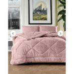 Genç Ev Home Welsoft Silikon Yorgan Çift Kişilik (Atık Malzeme Içermez) Yumuşak Bir Dokunuş / Kışlık - Yazlık ve Yatak Örtüsü Bir Arada - 195 x 215 cm - Gül Kurusu
