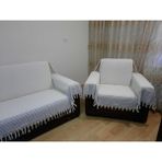 Genç Uludağ Kolları Örten Koltuk Örtüsü Takımı Krem - Gri - 180 x 300 cm