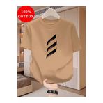 gencerco BEJ Unisex 3 Adet Yatay Çizgi Tasarım Basic Bisiklet Yaka Regular T-shirt
